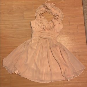 Y2K Arden B blush pink halter dress